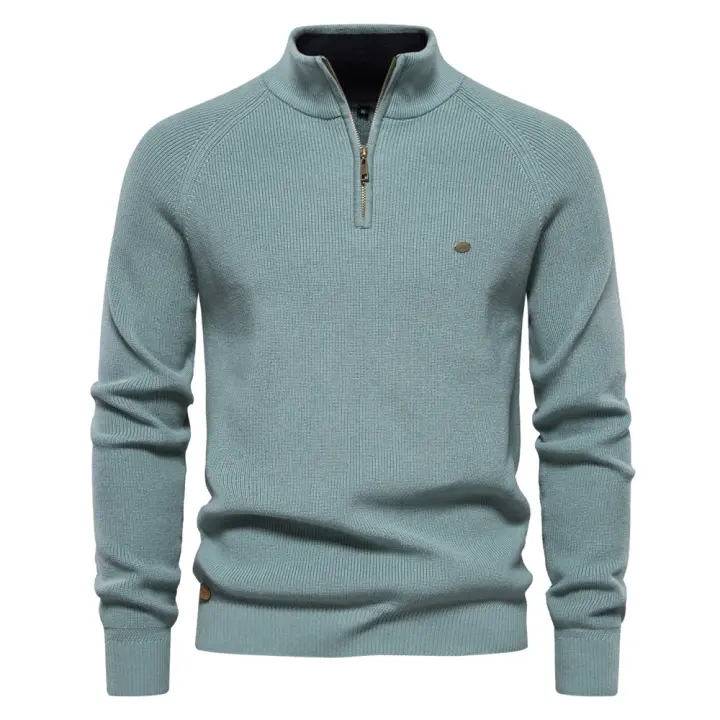 Día del padre 2025 Nuevo Otoño Cárdigans de algodón con cremallera para hombres Moda Casual Social Hombres Suéteres Cuello alto Cálido Invierno Suéter de punto Hombres - 1