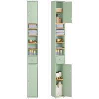 Mueble de baño tipo columna con armario alto, estanterías de baño con 5 estantes abiertos, 2 puertas y 1 cajón, color blanco, 20 x 20 x 180 cm - details 38
