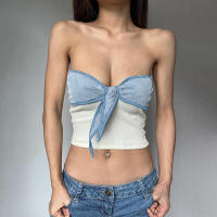 BUNO-Tops blancos Y2K para niña, Tops cortos estampados sin mangas, Top ajustado informal de calle, 2025. - details 4
