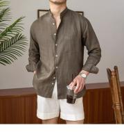 Camisa de Lino para Hombre Verano 2025 Cuello Henley Elegante Manga Larga Transpirable - details 13
