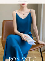 Elegante Vestido de Seda Satinada de Estilo Francés Vestido Largo 2025 con Cuello en V y Fondo de Rodilla - details 10