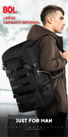 Mochila de Viaje Grande para Hombres 80L Bolso de Mano Multifuncional para Laptop Mochila de Escalada para Senderismo con Bolsillo Utility - details 0