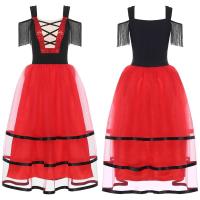 Vestido Flamenco para mujer, Paso español Doble, tre actuación Rumba latina, mangas con borlas, vestidos tul, Ropa de baile - details 1