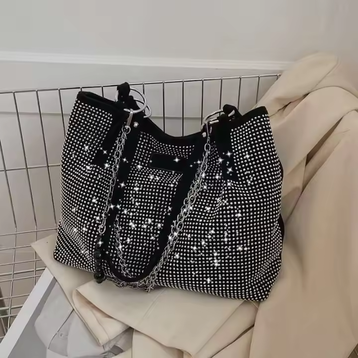 Originals Originals Originals Bolso de mano de piel sintética de gran capacidad para mujer, diseño y bolso de compras de moda con piedras preciosas y asa - 1
