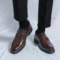 Zapatos formales de negocios para hombre, calzado de cuero PU de tacón bajo, estilo británico, hebilla de Metal a la moda - details 24