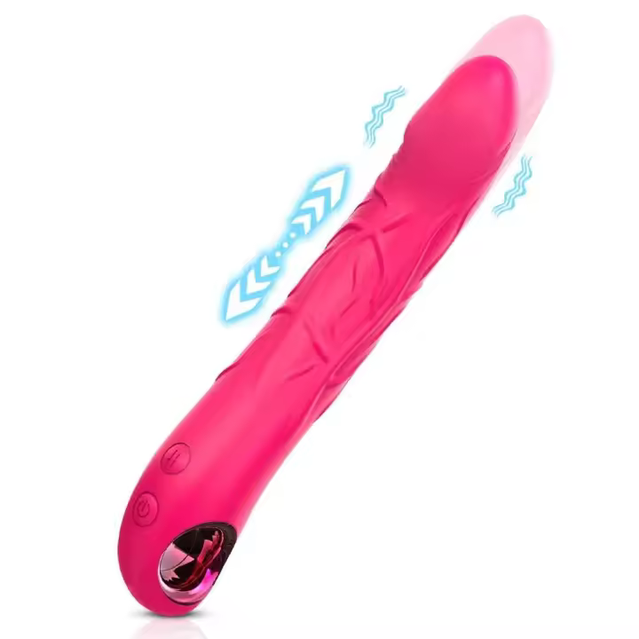 Consolador vibrador de empuje 2 en 1, vibrador femenino para punto G, consoladores anales de silicona suave, Juguetes sexuales con 10 vibraciones, 3 modos de empuje - 1