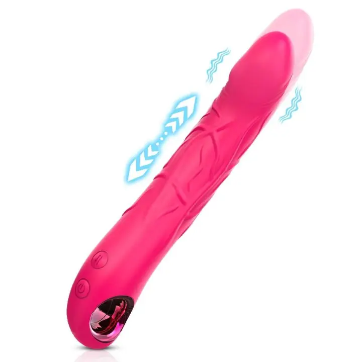 Consolador vibrador de empuje 2 en 1, vibrador femenino para punto G, consoladores anales de silicona suave, Juguetes sexuales con 10 vibraciones, 3 modos de empuje - 1