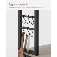 EstanterÍa de Cocina, EstanterÍa de PanaderÍa, 6 Estantes y 6 Ganchos, para Microondas, Marco de Acero, Industrial, 40 x 80 x 167 cm, MarrÓn RÚstico y Negro - details 51