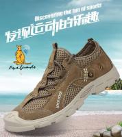 Sandalias ligeras antideslizantes deportivas informales de piel de cerdo con logo de canguro para hombre, tela suave transpirable adecuada para primavera - details 2