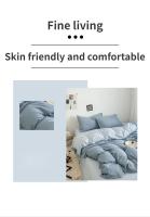 Juego de Ropa de Cama Negra para Niños y Niñas Algodón Lavado Funda de Edredón Sencillo Moda Sábana y Funda de Almohada para Habitación - details 2