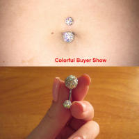 Piercings para el cuerpo de 2 piezas, joyería de acero con diamantes de imitación para el ombligo, anillo de barra, lentejuelas, Piercing para el cuerpo - details 1