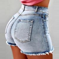 Pantalones cortos de mezclilla elásticos, pantalones calientes rasgados de cintura alta con borlas, pantalones cortos de mujer - details 3