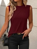Camiseta holgada sin mangas para mujer, chaleco de color sólido con cuello redondo, novedad de verano - details 1