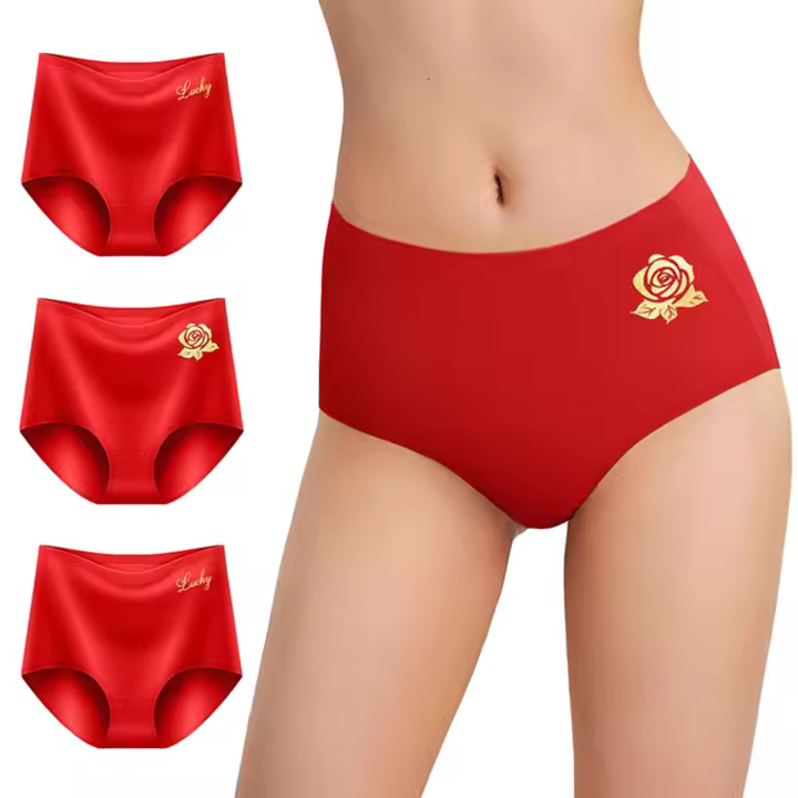3PCS Halloween Red Christmas Ropa interior para mujer Breifs moldeadores de cintura alta Ropa interior de tamaño regular, un solo artículo Multi - pack - 1