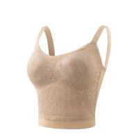 Sujetador de hojas con almohadillas, chaleco de encaje, top sin mangas de color sólido, camisola ajustada con cuello en V, estilo picante para chica, espalda de belleza - details 0