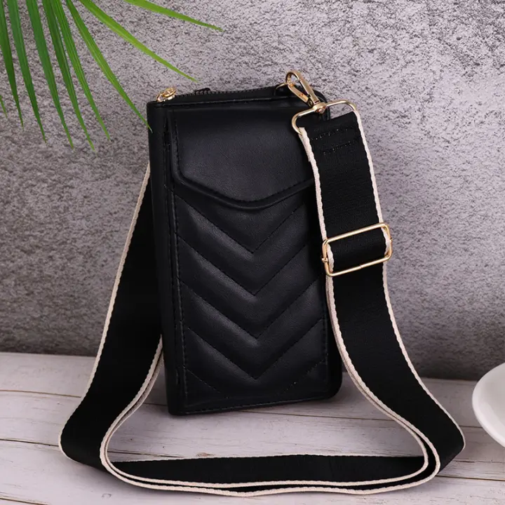 Bolso móvil multifuncional en forma de V, gran capacidad, color sólido, bolso cruzado versátil para mujer - 1