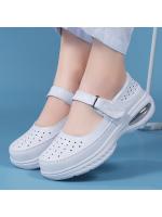 Zapatos de enfermera de cuero genuino con amortiguación de aire, suela suave, antideslizantes, transpirables, para trabajo hospitalario, con suela gruesa, para mujer, 2025 - details 1