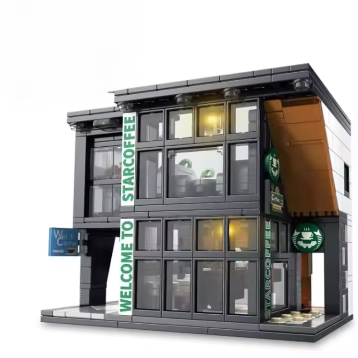 Juguetes para adultos y niños para cafeterías urbanas, juegos de modelos arquitectónicos de cafetería Street View, juguetes de bloques de construcción, regalos de cumpleaños, niños y niñas creativos de 6 a 15 años (581 piezas) - 1