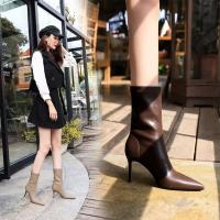 Tacones Mujer's New Rubber zapatos cortos 2024 Otoño e Invierno botines de Mujer de tacón alto negros de lujo - details 7