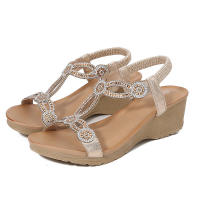 Sandalia 2025 Nuevas sandalias de moda con diamantes de agua Zapatos de mujer con tacón inclinado y parte inferior gruesa - details 2