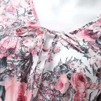 Elegante Vestido de Fiesta Impreso para Damas Cuello en V, Manga Corta con Volantes, Corte A-línea, Dulce y Elegante de Verano - details 6