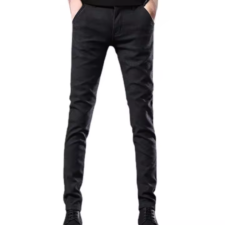 Pantalones de pierna pequeña elásticos ajustados informales informales de primavera y otoño color sólido para hombre - 1