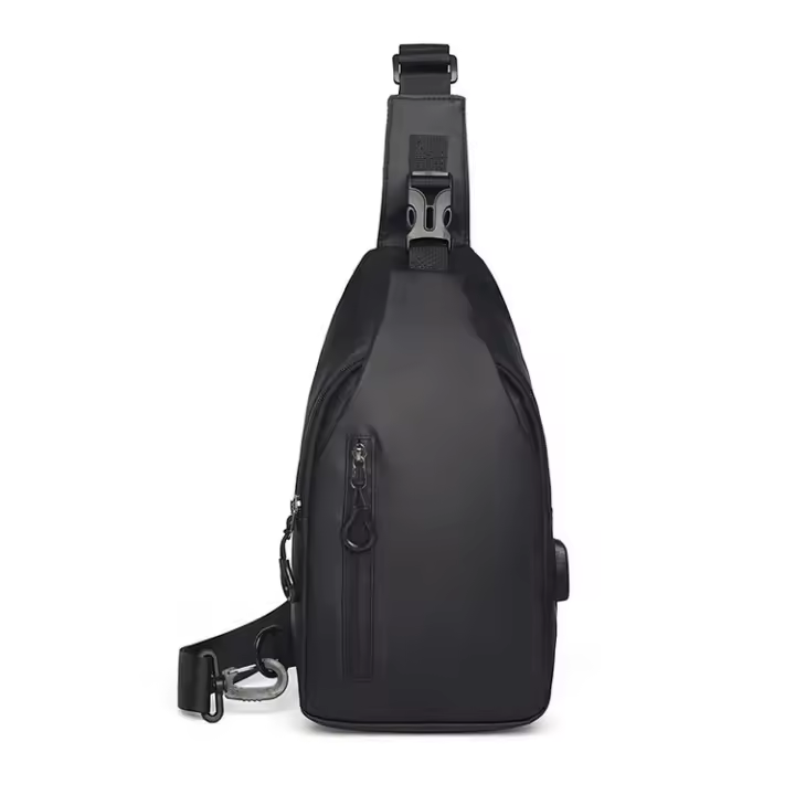 Bolso de hombro impermeable para hombre, bolso cruzado con USB - 1