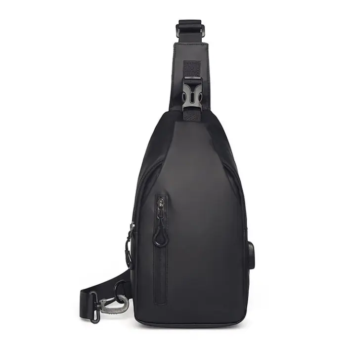 Bolso de hombro impermeable para hombre, bolso cruzado con USB - 1