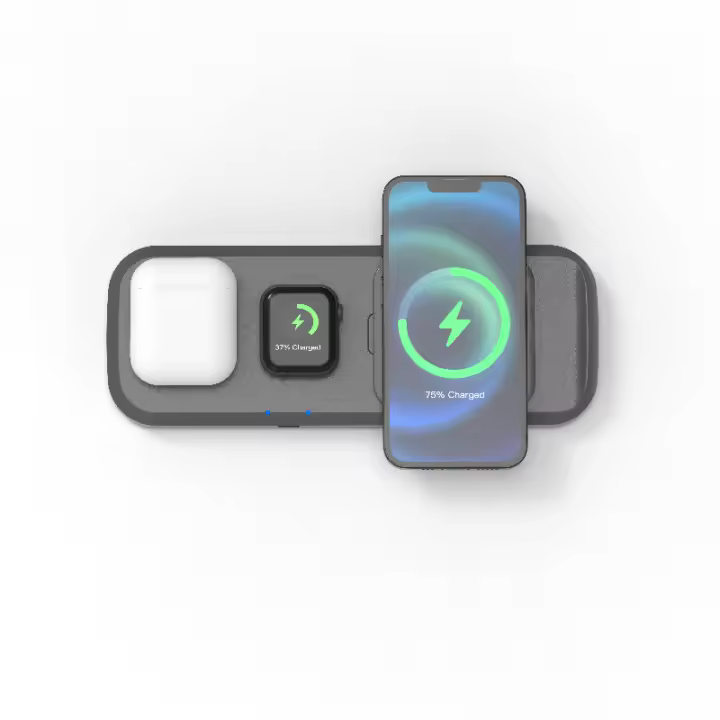 Cargador Inalambrico 3 en 1 de Viajar, Base de Carga Magsafe 15W Carga Rapida para iPhone 16 15 Pro MAX 14 13 12 y Apple Watch S - 1