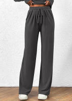 Conjunto de otoño Camiseta asimétrica de manga larga Pantalones de pierna ancha Traje informal Chándal - details 34