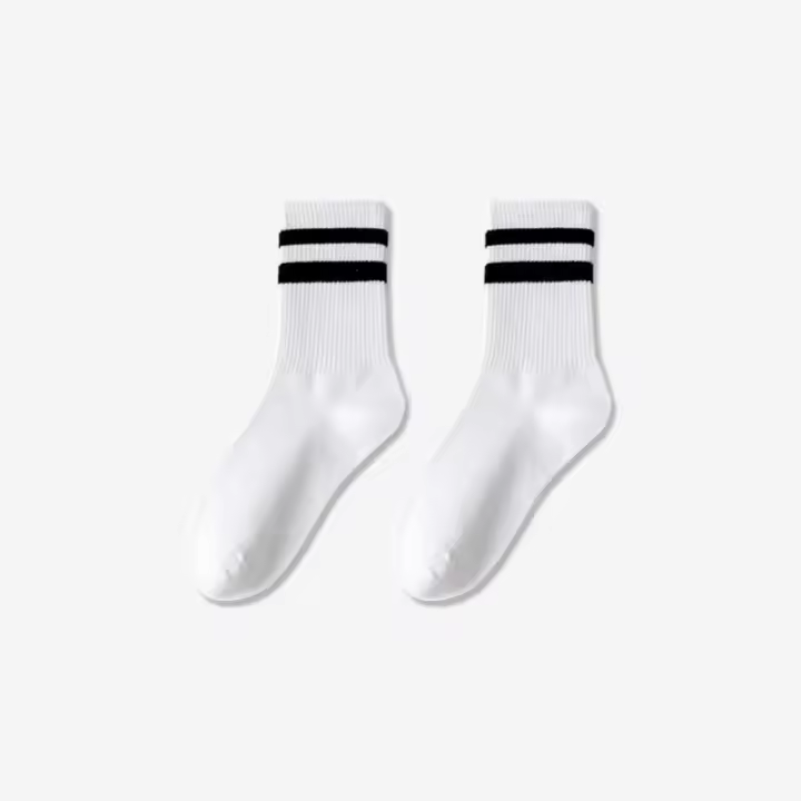 Invierno Harajuku moda deportes Unisex dos barras calcetines femeninos estilo coreano medias de tubo medio medias casuales - 1