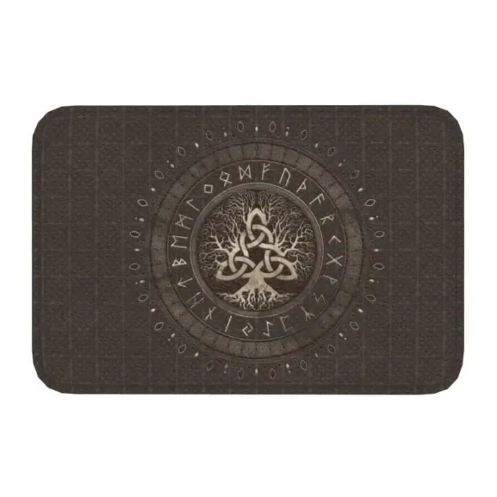 Alfombra de Entrada de Árbol de la Vida Personalizada 40*60cm Antideslizante Diseño de Triquetra - 1