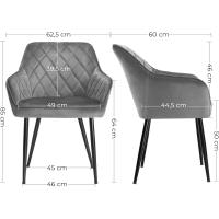 Silla de Comedor de Terciopelo Silla de Cocina con Respaldar Carga Máx. 120 kg Patas de Metal - details 23