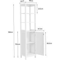 Mueble Auxiliar de Baño 40x32x160cm Armario Baño y Estrecho con 3 Estantes Abiertos Estanteria Estrecha Blanco - details 2