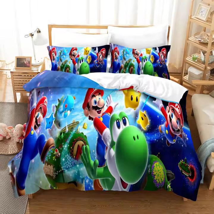 Juego Super Mario King Size Ropa de Cama Fundas de Almohada de Anime Cosplay - 1