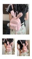 Mochila bonita y versátil de estilo coreano, mochila de viaje para estudiantes, minimochila informal con orejas de conejo desmontables - details 3