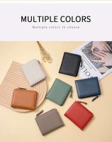 Cartera plegable de cuero genuino para mujer, billetera plegable con bloqueo RFID, tarjetero, billetera con clip para billetes, bolsillo para monedas con cremallera - details 1