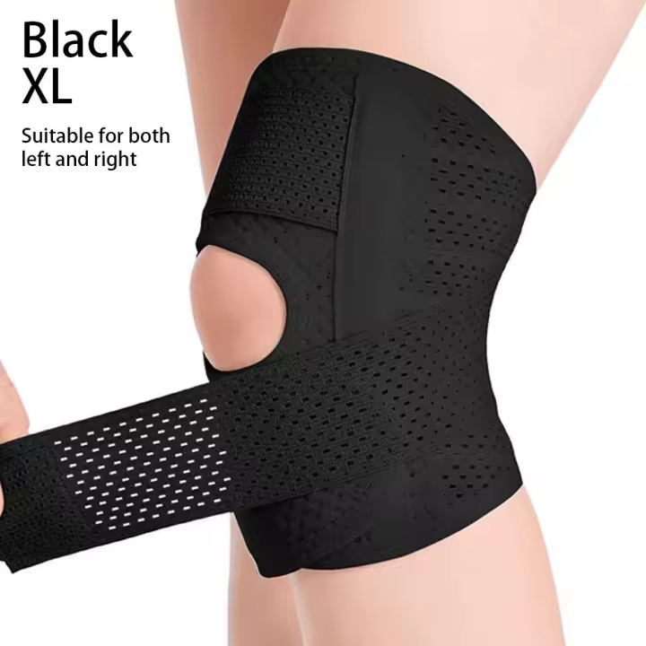 Rodillera profesional ajustable con estabilizadores laterales, soporte de rodilla de compresión transpirable, 1 piezas - 1