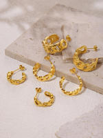 Arce anillo de cadena de metal pendientes señoras chapados en oro de moda cadena irregular personalidad tendencia colgante pendientes de joyería - details 1