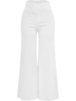 Pantalones elegantes de pierna ancha y cintura alta para mujer, malla transparente informal de oficina con ropa cruzada para mujer - details 7