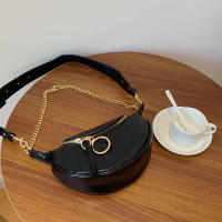 Bolso Cruzado de Cuero Falsio Elegante Correa de Cadena Chic, Diseño Sólido, Cierre de Cremallera, Perfecto para Uso Diario, Viajes y Actividades al Aire Libre - details 14