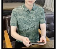 Polo de seda de hielo para hombre, camiseta de manga corta fino de verano, top informal con cuello de camisa - details 0
