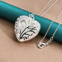 Collar colgante en forma de corazón de plata de ley 925, joyería de moda para mujer, adecuado para bodas y compromisos, elaborado en plata de ley. - details 0