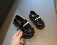 Zapatos de cuero para niñas, mocasines negros sin cordones, planos, perlas de estilo británico, para fiesta escolar, boda, novedad - details 9
