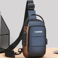 Bolso de pecho antirrobo para hombre, correa ajustable, puerto de carga USB, bolso bandolera con contraseña, impermeable, gran capacidad - details 5