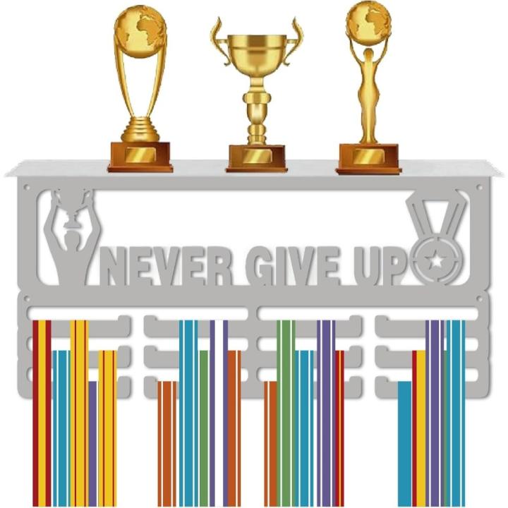 Porta-Medallas De Deporte Soporte De Hierro Para Muralla Organizador De Premios Para Atletas Con 3 Lines De Ganchos Separados Never Give up
