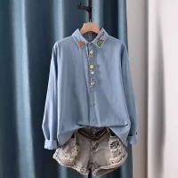 Blusas Bordadas de Flor Moda Coreana para Mujeres Primavera Camisa de Jeans de Diseñador - details 31