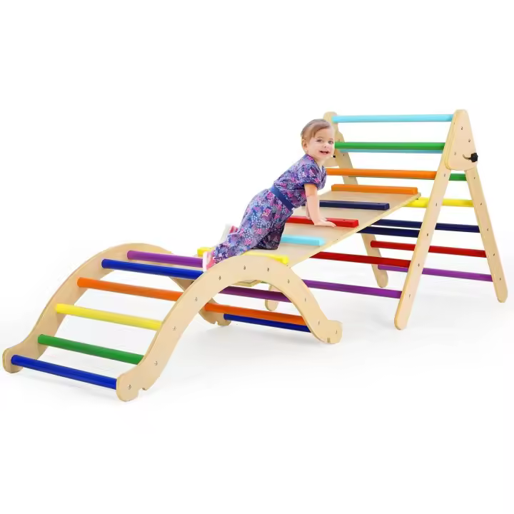 Escalador triangular de madera para niños pequeños, escalera para bebés, gimnasio interior, patio de juegos - 1