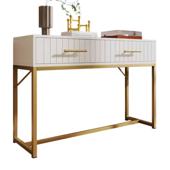Mueble de Escritorio Dressing Moderno de Tablero de Partículas Altura de 75cm, 2 Cajones, Blanco - 1