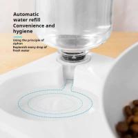 Cuencos Dobles para Perros y Gatos Cuenco de Agua y Comida Inclinable Cuencos Elevados de 15 Grados con Botella de Agua Automática Comedero para Mascotas - details 1